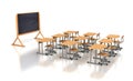 Empty classroom with wooden desks Royalty Free Stock Photo