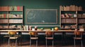 empty classroom wth table and chairs Royalty Free Stock Photo
