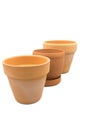 Empty clay flower pots isolated on a white background Royalty Free Stock Photo