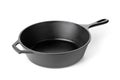 Empty, clean black cast iron pan or dutch oven over white Royalty Free Stock Photo