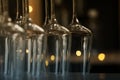 Empty clean glasses on counter in bar, closeup Royalty Free Stock Photo