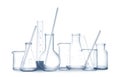 Empty clean laboratory glassware on white background Royalty Free Stock Photo