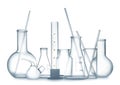Empty clean laboratory glassware on white background Royalty Free Stock Photo