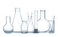Empty clean laboratory glassware on white background Royalty Free Stock Photo