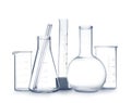 Empty clean laboratory glassware on white background Royalty Free Stock Photo
