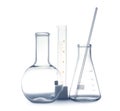 Empty clean laboratory glassware on white background Royalty Free Stock Photo