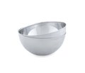 Empty clean metal bowls isolated