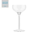 Empty clear champagne coupe template. Vector mockup