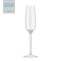 Empty clear champagne flute template. Vector mockup