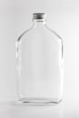 Empty Clear Glass Bottle in white background