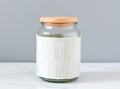 Empty Glass Jar with Fabric Wrap and Wooden Lid Ai Generated Royalty Free Stock Photo