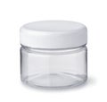 Empty clear plastic cosmetics jar