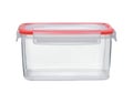 Empty clear reusable plastic storage container