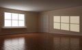 Empty clear room, white window and door