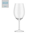 Empty clear wine glass template. Vector mockup