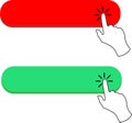 Empty click here buttons collection with hand pointer