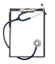 Empty clipboard with a stethoscope