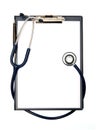 Empty clipboard with stethoscope Royalty Free Stock Photo