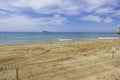 Empty closed beaches in Benidorm due to the Coronavirus pandemic quarantine. Beaches are ready for reopen