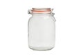 Empty closed glass jar for bulk products isolated on white background.