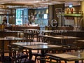 An empty closed Italian restaurant, Trattoria Pizzeria, in Resort World Sentosa, Singapore. Restaurants have suffered due to covid