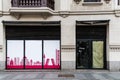 Empty closed storefront in Serrano Street in Madrid