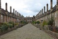 The empty cobblestone street of Vicar`s Close in Wells, Somerset Royalty Free Stock Photo
