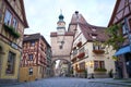 Medieval Street Scene in the Walled City of Rothenburg ob der Tauber  Romantic Road  Germany Royalty Free Stock Photo