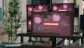 Empty coding office with monitors showing security breach alert Royalty Free Stock Photo