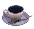 Empty coffee cup and saucer on white background Royalty Free Stock Photo