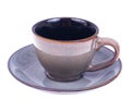 Empty coffee cup and saucer on white background Royalty Free Stock Photo