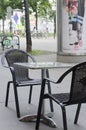 Empty coffee shop tables and seats Royalty Free Stock Photo