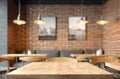 Empty coffee table over defocused coffee shop Royalty Free Stock Photo