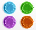 Empty color cups for coffee and tea top view Royalty Free Stock Photo