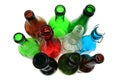 Empty color glass bottles