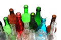 Empty color glass bottles