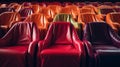 Empty color leather armchairs in a theater, auditorium or cinema