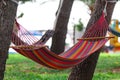 Empty Colored hammock on a sunny day