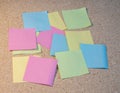 Empty colorful notes on cork board background Royalty Free Stock Photo