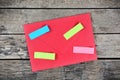 Empty colorful notes on red envelope Royalty Free Stock Photo