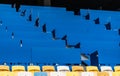 empty colorful seats on tribunes of stadium Royalty Free Stock Photo
