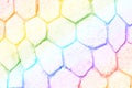 Empty colorful wall made of different sizes rocky hexagons with copy space.