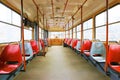 Empty colourful tram. Royalty Free Stock Photo