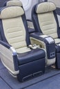 Empty comfortable business class airline seats