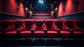 Empty comfortable red seats in cinema. movie. Generative Ai Royalty Free Stock Photo