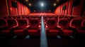 Empty comfortable red seats in cinema. movie. Generative Ai Royalty Free Stock Photo