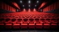 Empty comfortable red seats in cinema. movie. Generative Ai Royalty Free Stock Photo