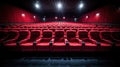 Empty comfortable red seats in cinema. movie. Generative Ai Royalty Free Stock Photo