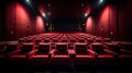 Empty comfortable red seats in cinema. movie. Generative Ai Royalty Free Stock Photo