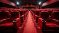 Empty comfortable red seats in cinema. movie. Generative Ai Royalty Free Stock Photo